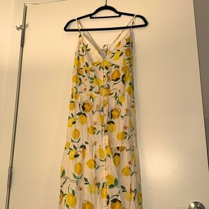 H&M White and Yellow Maxi Sundress with Spaghetti Straps